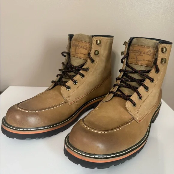 Hawke & Co Harrison Leather Work Boot Tan Brown Water Resistant Lace-Up Men's 11 - Picture 2 of 11
